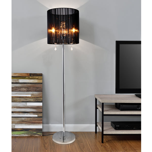 Staande lamp Fabrica 167xØ40 cm chroom en zwart 3xE14