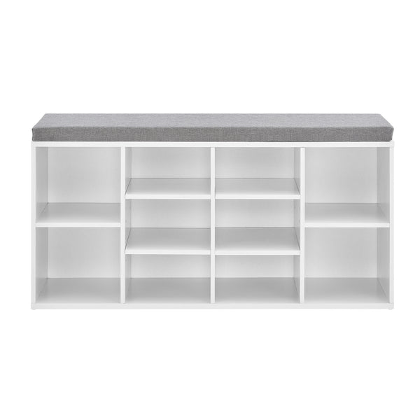 Schoenenkast 103x30x48 cm met zitkussen donkergrijs en wit