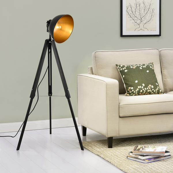 Staande lamp tripod Passau 135x60x60 cm zwart en goud E27
