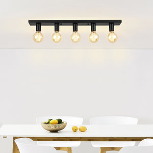 Plafondlamp plafonnière Korinthos 80x8x9 cm zwart 5xE27