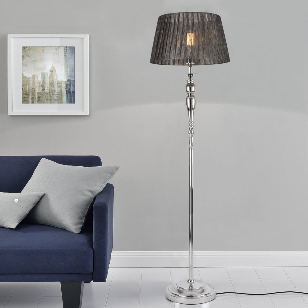 Lampadaire Lingen 151 cm E27 60W métal chrome/gris lux.pro - premiumXL