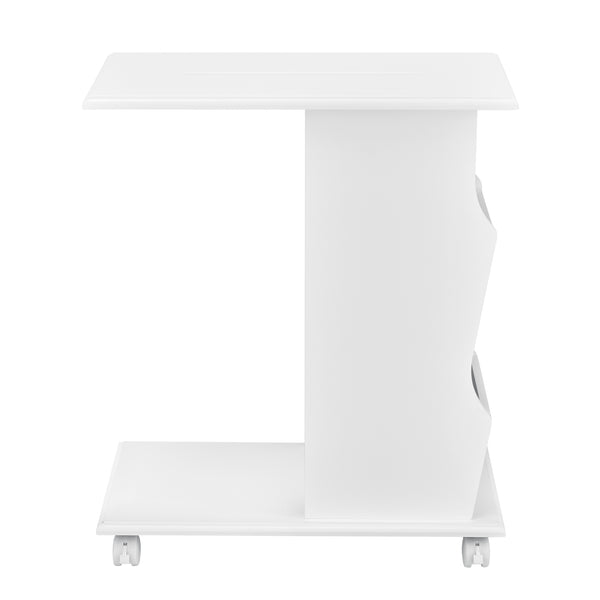 Table Basse Kungälv à roulettes 53 x 30 x 63 cm blanc [en.casa]