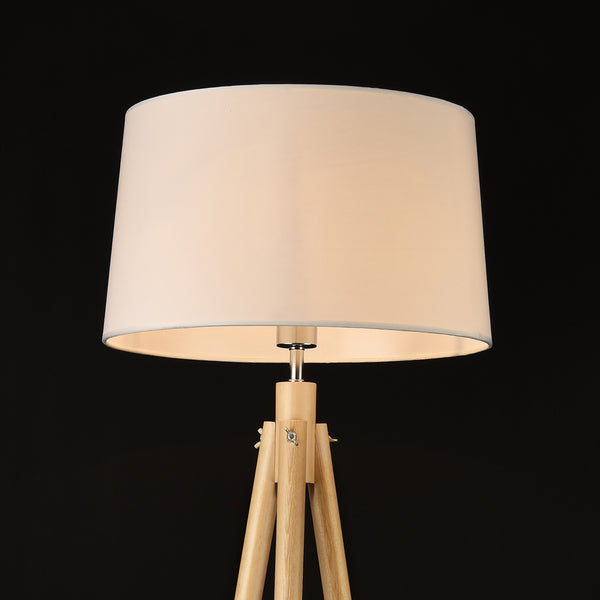 Staande lamp Tomar vloerlamp 153 cm E27 houtkleurig en wit
