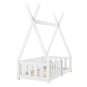 Kinderbed Tipi met uitvalbeveiliging 140x70 cm wit