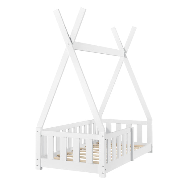 Kinderbed Tipi met uitvalbeveiliging 140x70 cm wit