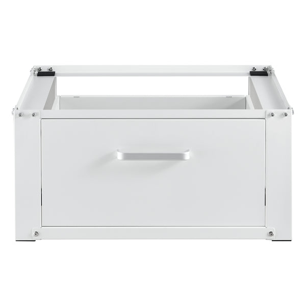 [en.casa] Kit de Superposition Intercalaire Lave-Linge Sèche-Linge Support de Lave-Linge Acier Aluminium Blanc 63 x 54 x 31 cm