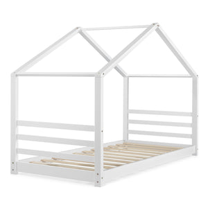Kinderbed met bedbodem grenen huisbed 90x200 cm wit