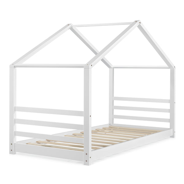 Kinderbed met bedbodem grenen huisbed 90x200 cm wit