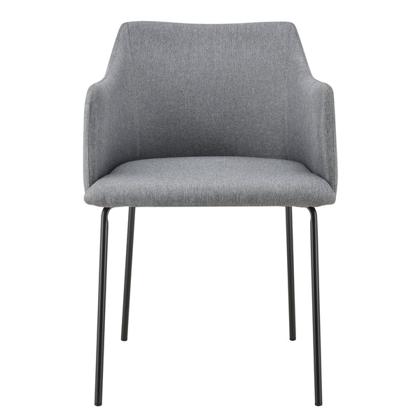 [en.casa] Fauteuil de Salon Rembourrée en Textile Chaise de Salle à Manger Pieds en Métal 76 x 52 x 53 cm Gris et Noir