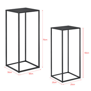Lot de 2 Tables Hautes Gigognes Riziano en Métal Noir Mat [en.casa]