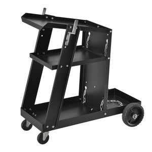 Chariot de Soudage avec 3 Plateaux et Rangement de Bouteille de Gaz Acier Noir [pro.tec]