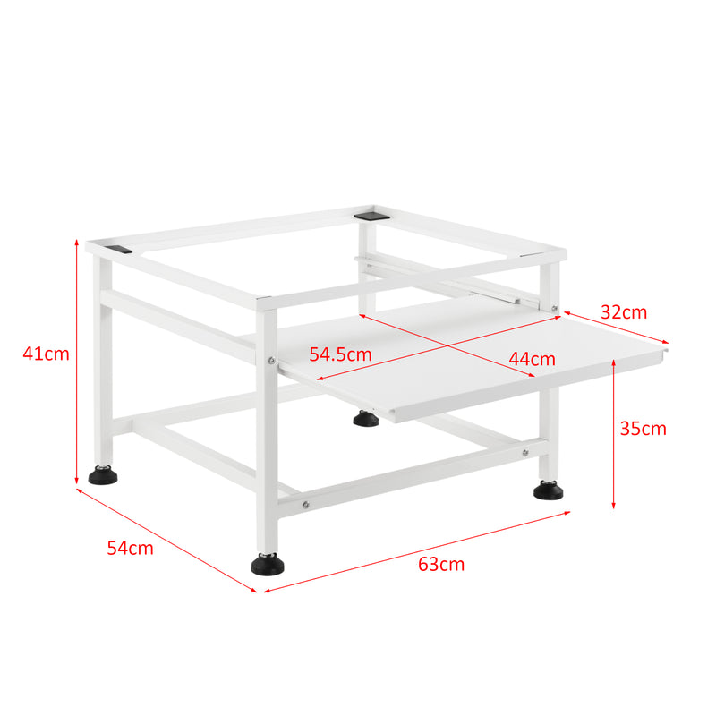 Croquis coté Socle avec Étagère Extensible pour Machine à Laver 63 x 54 x 41 cm Blanc [en.casa]