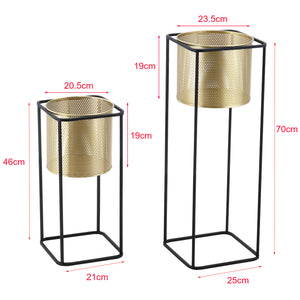 Lot de 2 Supports de Plante Mettet Noir Doré [en.casa]