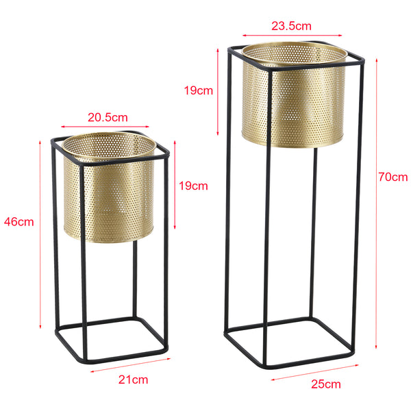 Lot de 2 Supports de Plante Mettet Noir Doré [en.casa]
