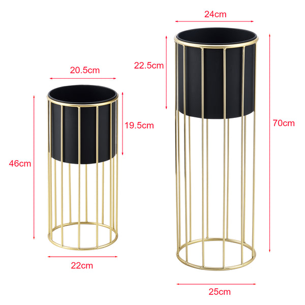 Set de 2 Supports de Plante Mortsel Doré Noir [en.casa]