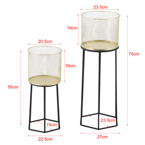 Lot de 2 Supports de Plantes Merelbeke Noir Doré [en.casa]