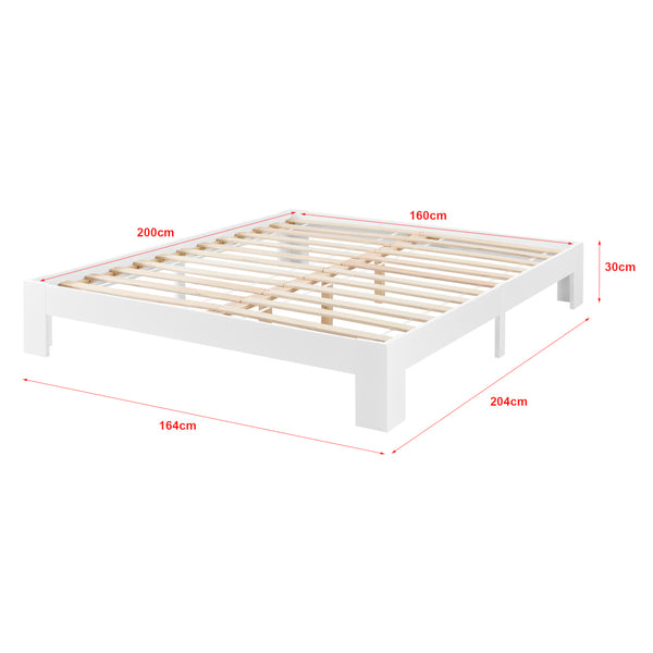 Cadre de Lit Simple Raisio à Matelas à Mousse à Froid Pin [en.casa]