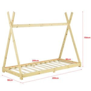 Lit enfant tipi Höri en pin avec matelas mousse à froid 90 x 200 cm [en.casa]