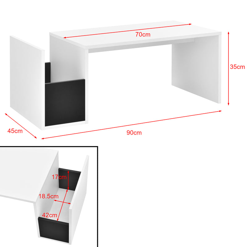 Croquis coté Table Basse pour Salon Bollnäs 90 x 45 x 35 cm [en.casa]