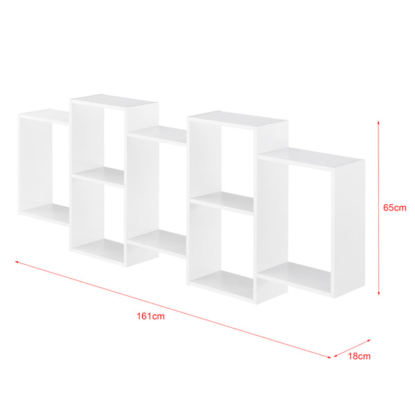 Wandplank Jessheim met 7 vakken 161x18x65 cm wit mat