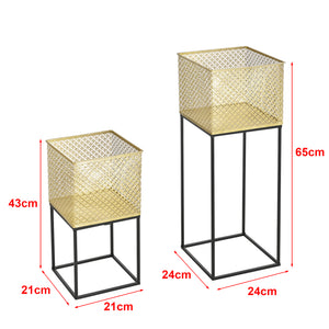 Set Cache-Pot Juprelle Métal Tailles Différentes Noir Doré [en.casa]