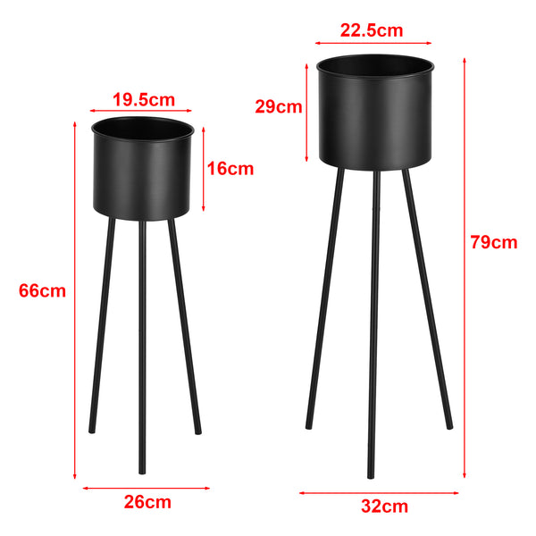 Cache-Pot Dalhem Métal Tailles Différentes Noir [en.casa]