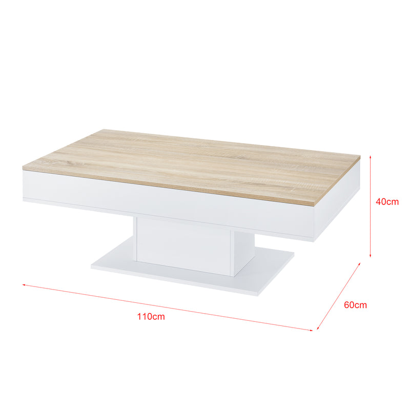 Maatschets Salontafel Lünen met opbergruimte 110x60x40 cm eiken en wit
