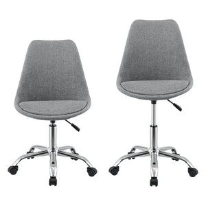 Bureaustoel Atherton op wielen 83-93x48x55 cm stof lichtgrijs