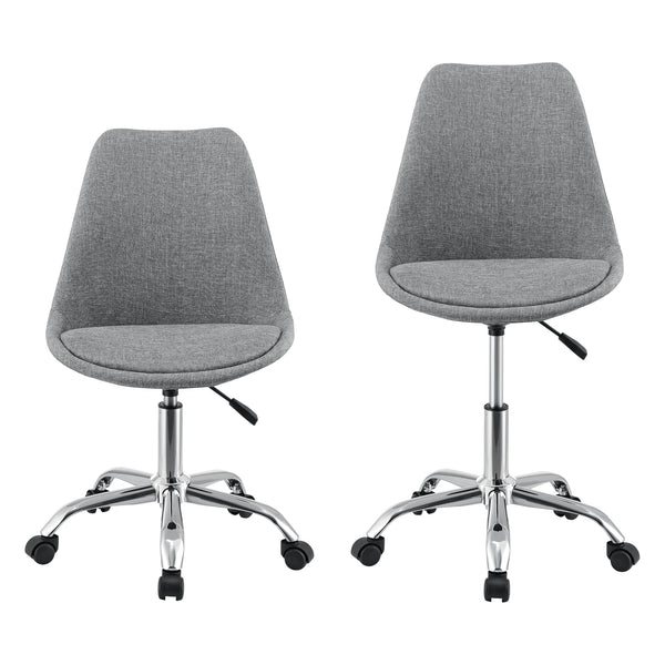 Bureaustoel Atherton op wielen 83-93x48x55 cm stof lichtgrijs