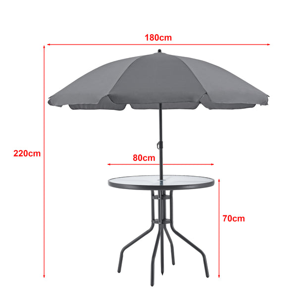Tuinset 6-delig Milagro met parasol zwart en donkergrijs