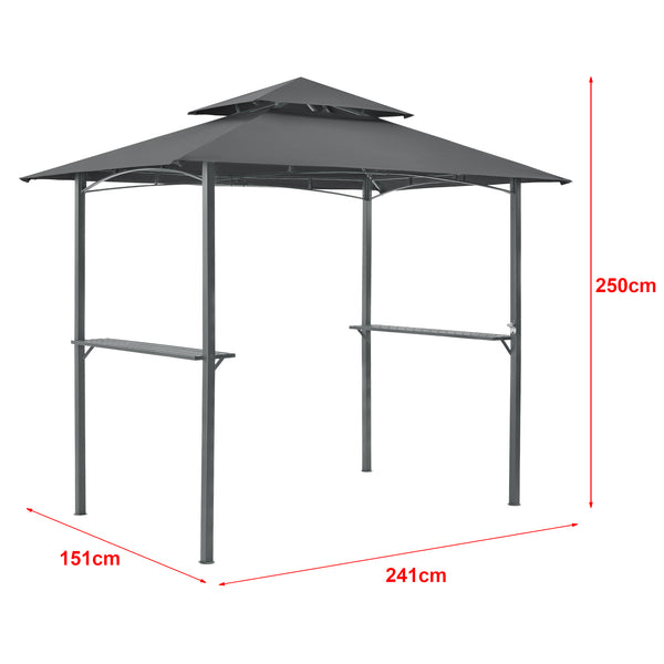 Tonnelle de Barbecue Parga 250 x 241 x 151 cm Anthracite Gris Foncé [en.casa]