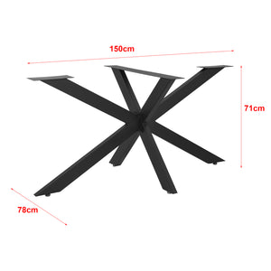 Pied de Table Oberau DIY avec Embouts de Protection 150 x 78 x 71 cm Noir Mat [en.casa]