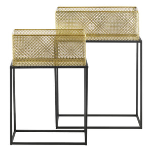 Lot de 2 Supports de Plante Anderlues Noir Laiton [en.casa]