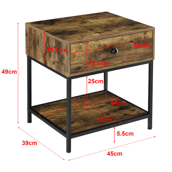 Bijzettafel Bjuv met lade 49x45x39 cm zwart en houtkleurig