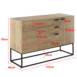 Ladekast Hylte commode 79x115x40 cm zwart en eikenkleurig