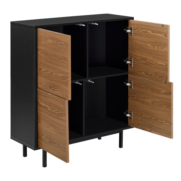 Commode Gnosjö 93x80x30 cm zwart en houtkleurig