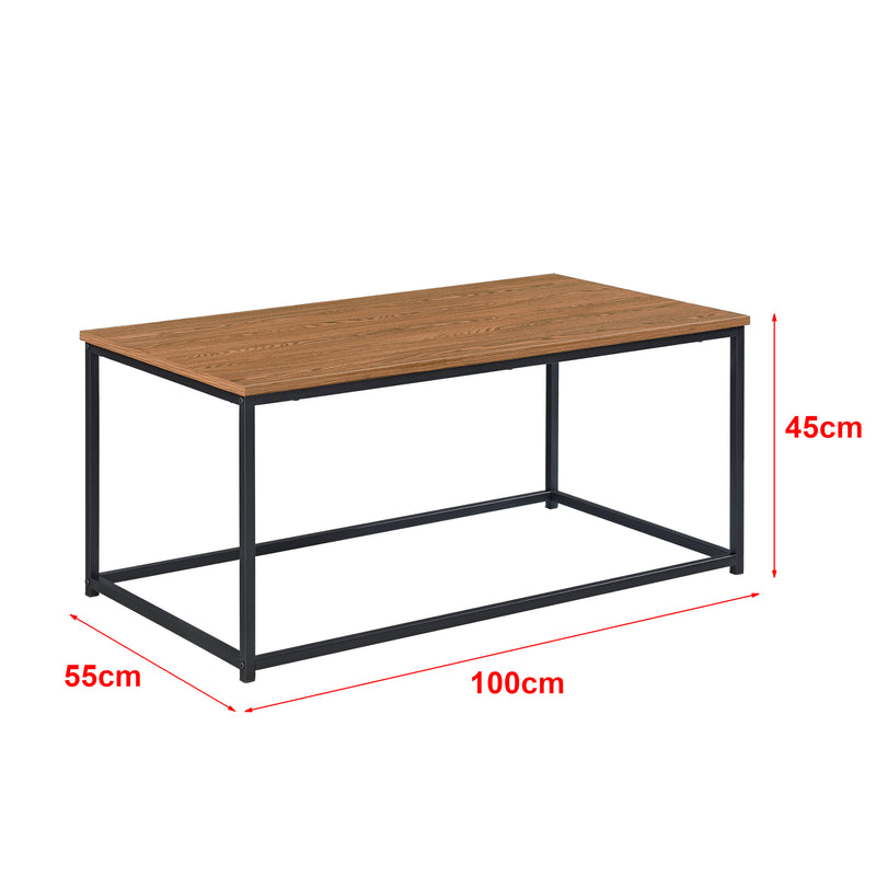 Croquis coté Table Basse Esbjerg 45 x 100 x 55 cm Noir Effet Bois Foncé [en.casa]