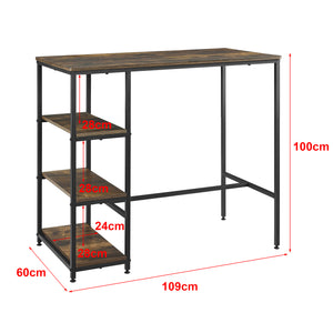 Bartafel Växjö met 3 planken 109x60x100 cm zwart houtkleurig