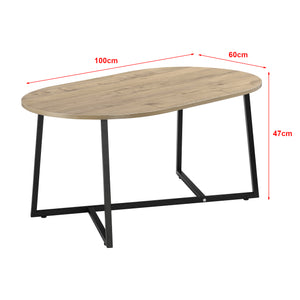 Table Basse Valdemarsvik Ovale 100 x 60 x 47 cm Noir Effet Chêne [en.casa]