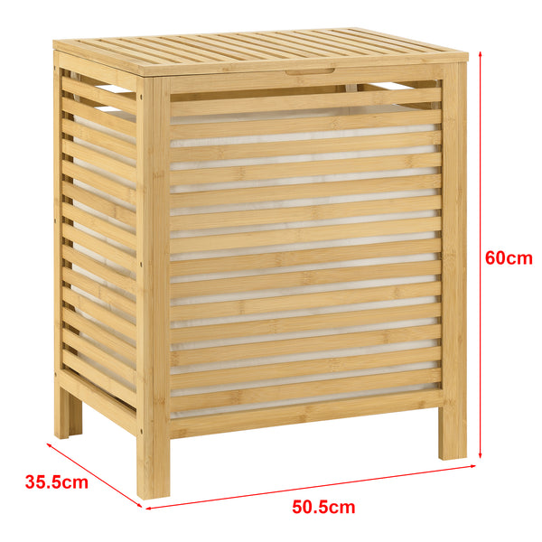[en.casa] Wasmand bamboe met waszak en deksel 65 l