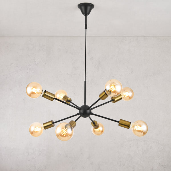 [lux.pro] Hanglamp Amiens metaal 8xE27 zwart en messing