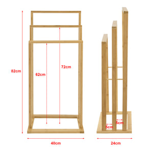Porte-Serviettes sur Pied Rana en Bambou 40 x 24 x 82 cm [en.casa]