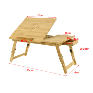 [en.casa] Bamboe laptoptafel bedtafel tot 55x35x20-28 cm