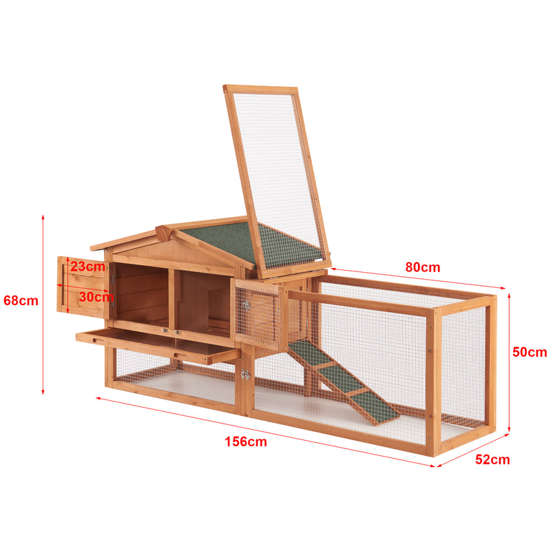 Maatschets [en.casa] Konijnenhok Oberursel 68x156x52 cm houtkleurig