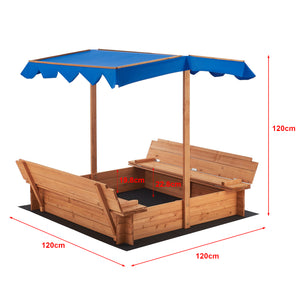 Bac à sable Kellenhusen en bois 120 x 120 x 120 cm [en.casa]
