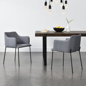 [en.casa] Fauteuil eetkamerstoel Krakau set van 2 donkergrijs zwart