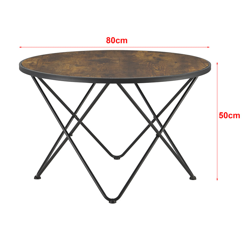 Croquis coté Table basse Goskamark ronde acier 80 x 50 cm [en.casa]