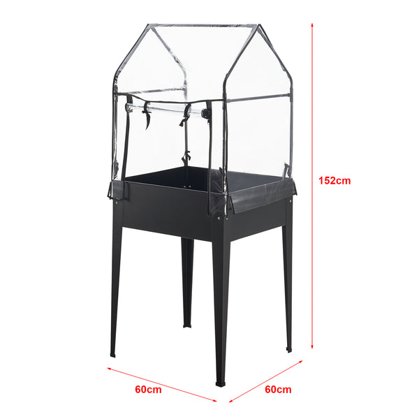 [en.casa] Kweektafel Katwijk plantenbak 60x60x152 cm antraciet