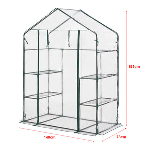 Tuinkas Hoorn met 4 planken 140x73x195 cm transparant [en.casa]