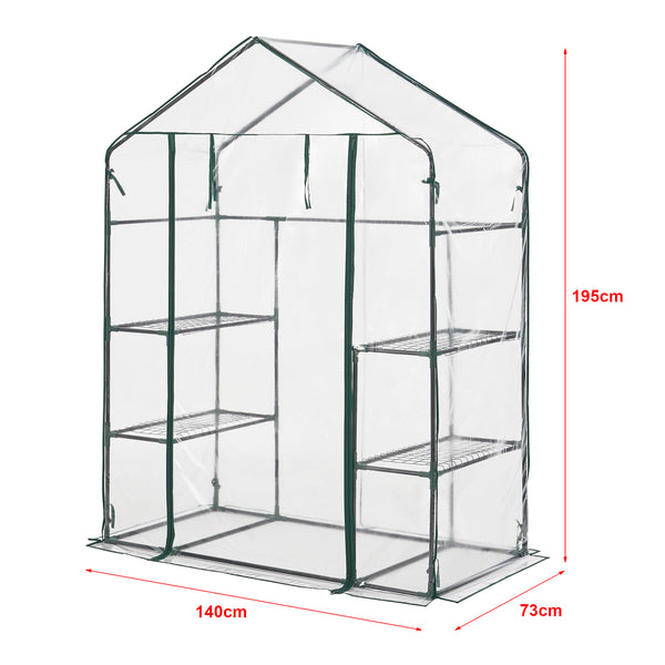 Tuinkas Hoorn met 4 planken 140x73x195 cm transparant [en.casa]